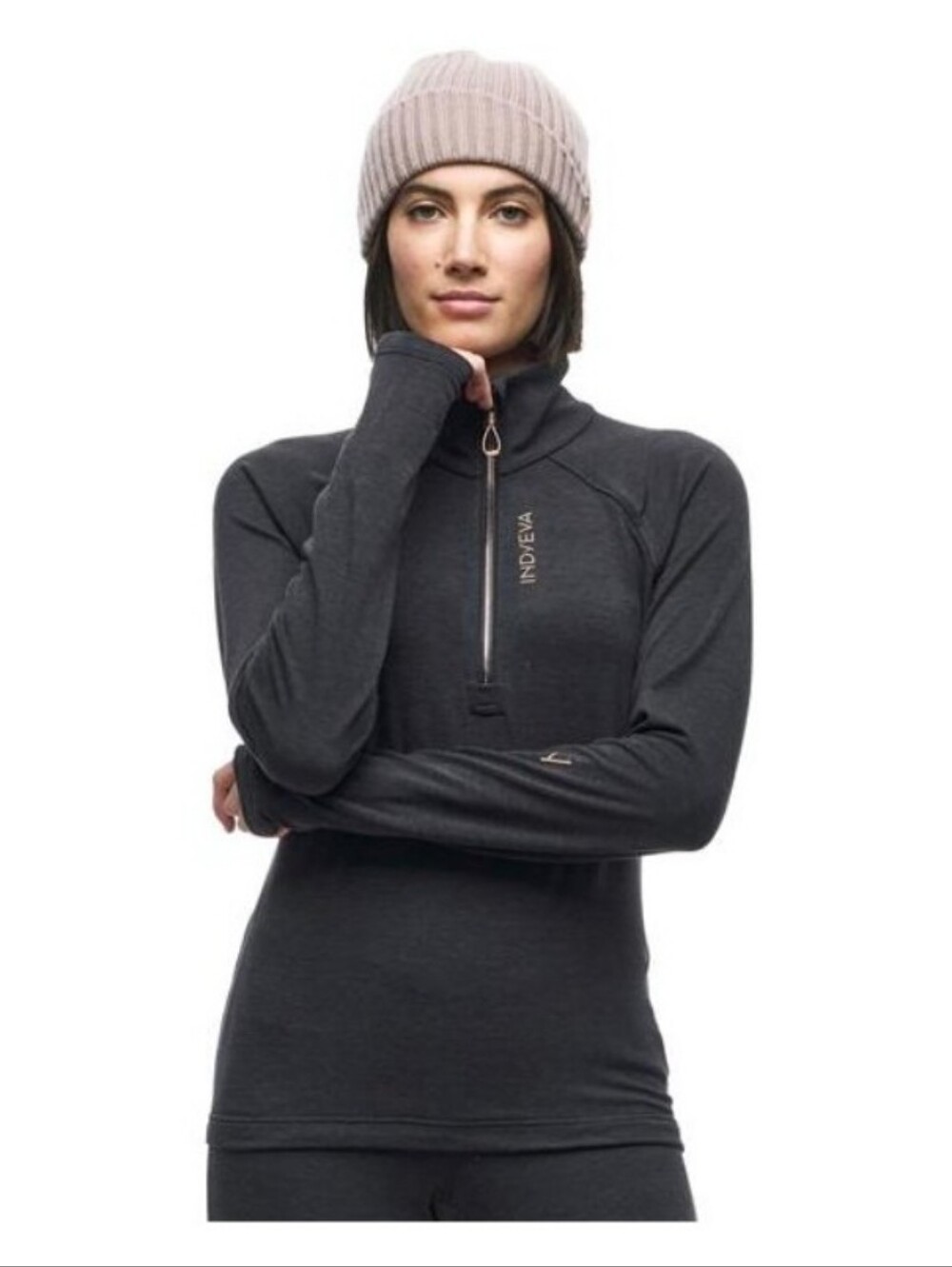 Indyeva Leno Pullover Quarter Zip Sweatshirt Charcoal Size XL